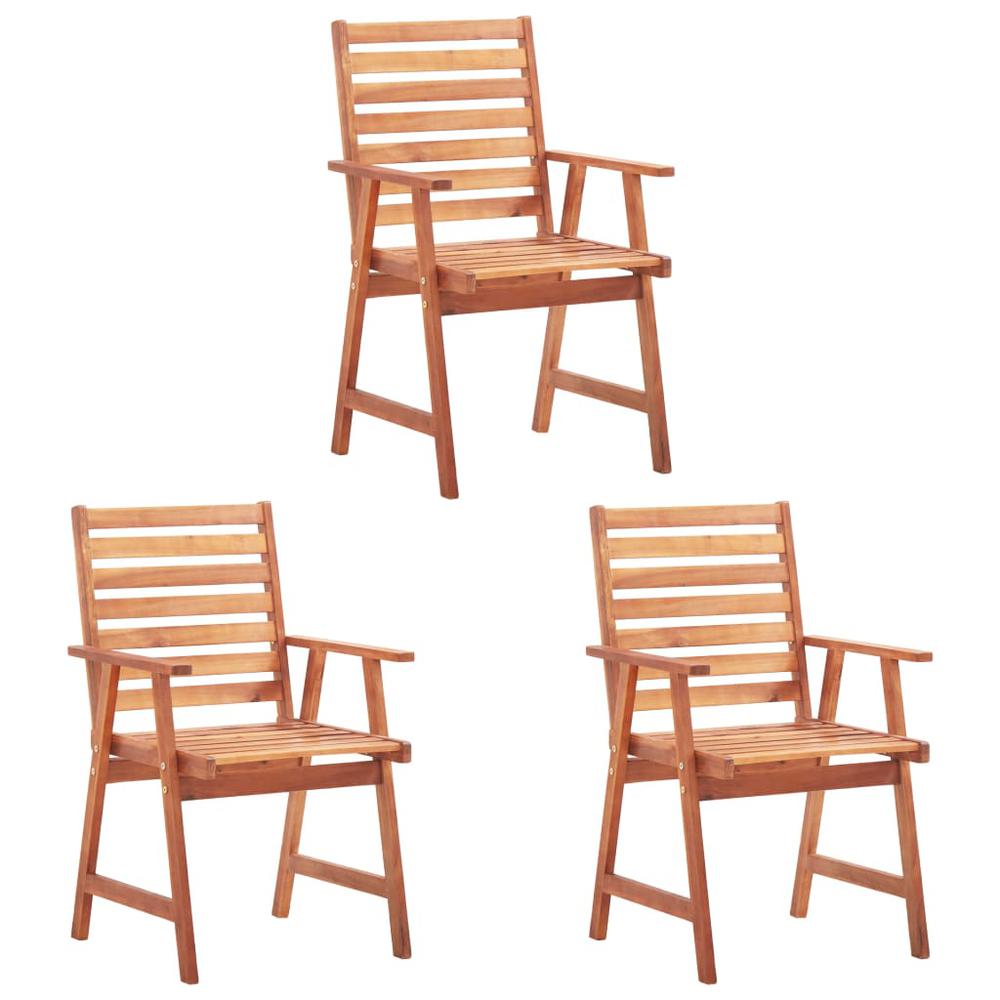 vidaXL Patio Dining Chairs 3 pcs with Cushions Solid Acacia Wood, 3064349. Picture 2