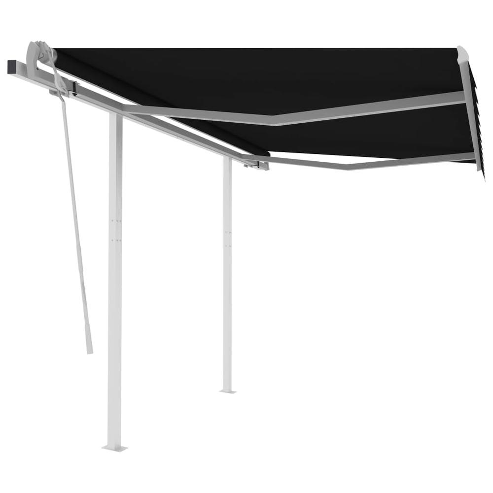 vidaXL Manual Retractable Awning with Posts 9.8'x8.2' Anthracite, 3069899. Picture 1