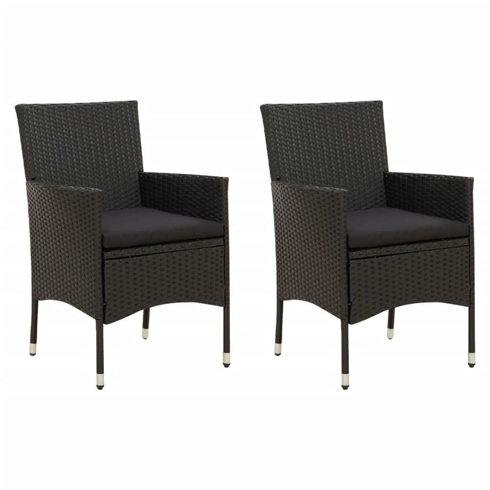 vidaXL Patio Chairs with Cushions 2 pcs Poly Rattan Black, 316681. The main picture.