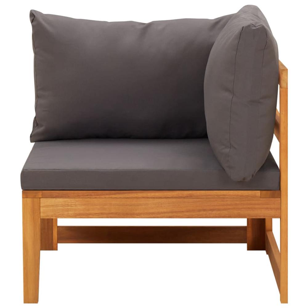 vidaXL Corner Sofa with Dark Gray Cushions Solid Acacia Wood. Picture 2