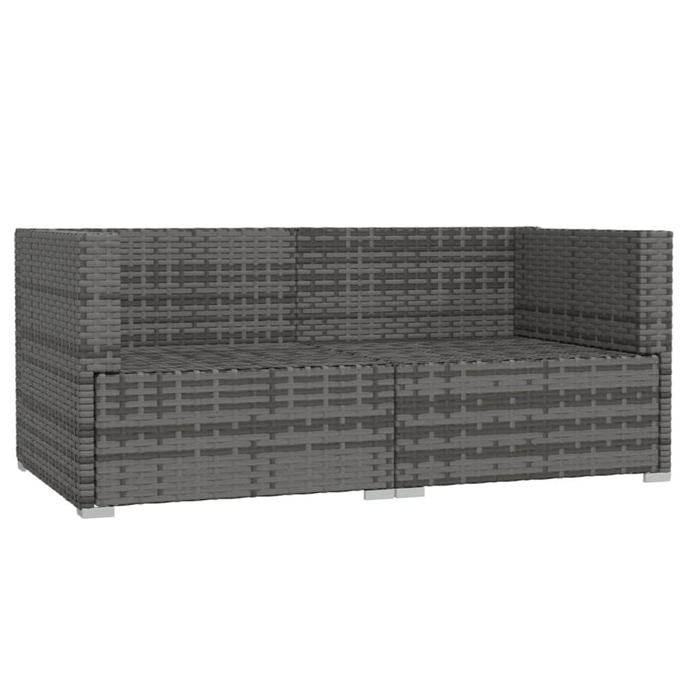 vidaXL 2-Seater Sofa with Cushions Gray Poly Rattan. Picture 4