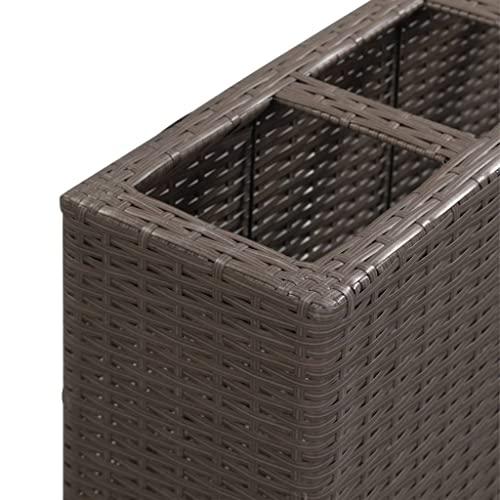 vidaXL Garden Raised Bed with 4 Pots 31.5"x8.7"x31.1" Poly Rattan Brown, 46950. Picture 5