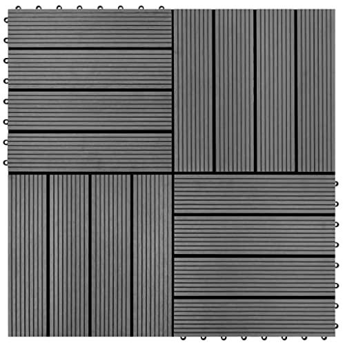 WPC Tiles 11.8"x11.8" 11 pcs 11 ftÂ² Gray, 40826. Picture 1