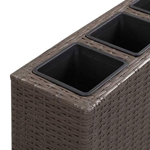 vidaXL Garden Raised Bed with 4 Pots 31.5"x8.7"x31.1" Poly Rattan Brown, 46950. Picture 6