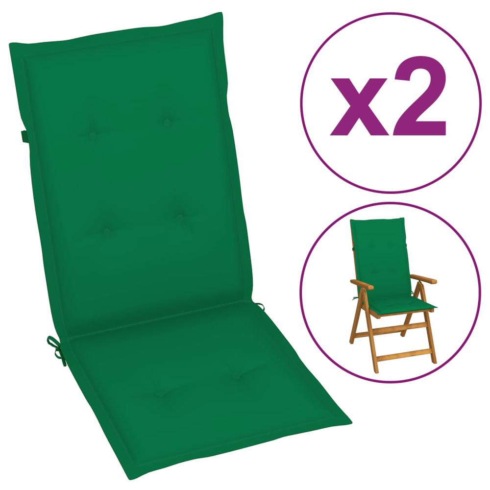 vidaXL Garden Chair Cushions 2 pcs Green 47.2"x19.7"x1.2". Picture 1