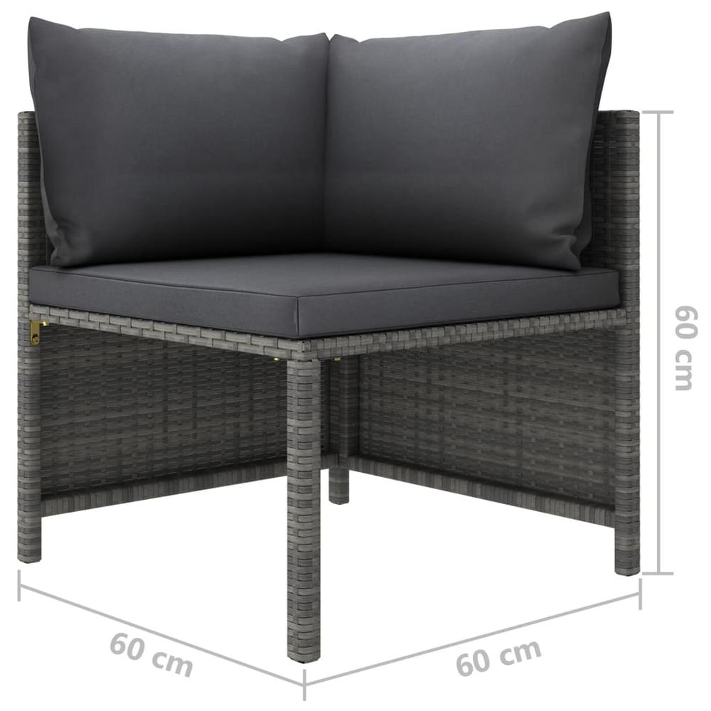 vidaXL 9 Piece Patio Lounge Set with Cushions Poly Rattan Gray, 3059767. Picture 11