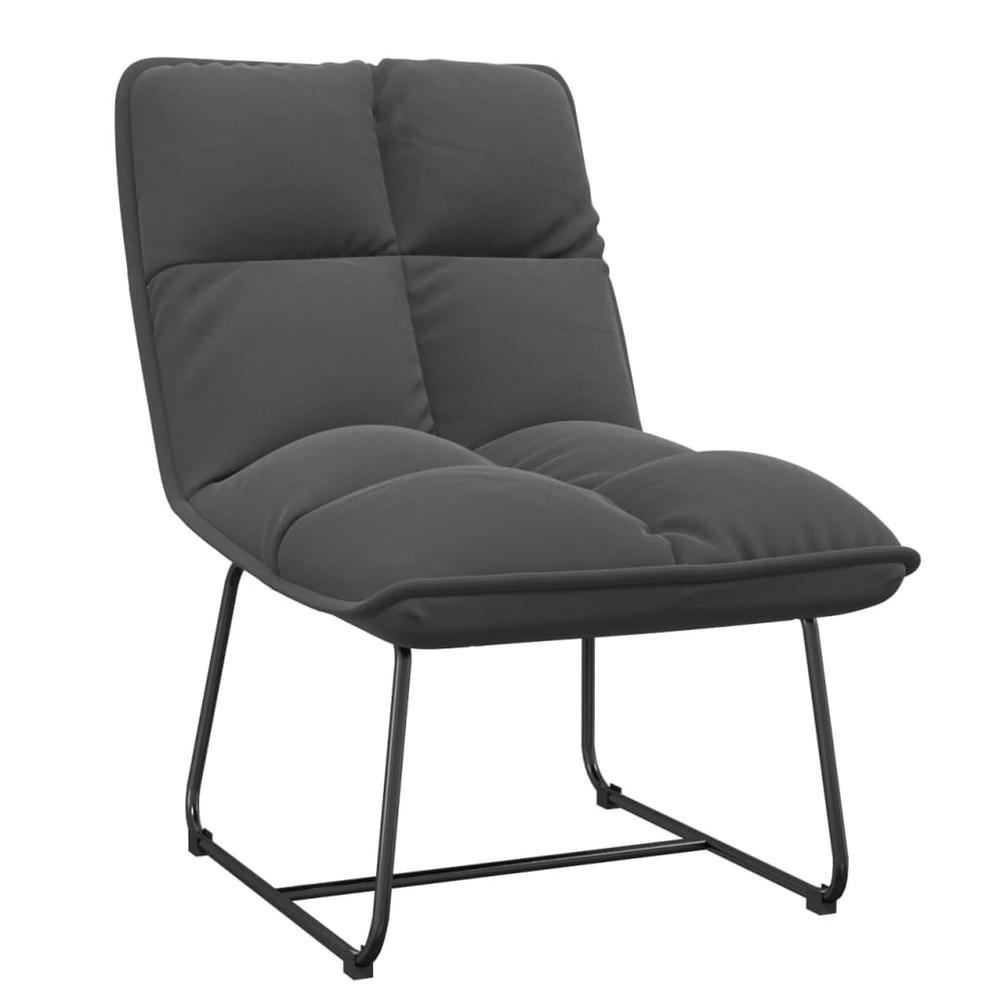 vidaXL Leisure Chair with Metal Frame Dark Gray Velvet. Picture 2
