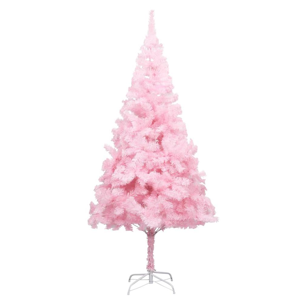 vidaXL Artificial Christmas Tree with LEDs&Stand Pink 82.7" PVC. Picture 2