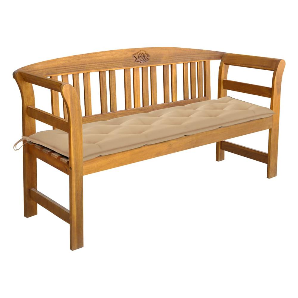 vidaXL Patio Bench with Cushion 61.8" Solid Acacia Wood, 3064284. Picture 1