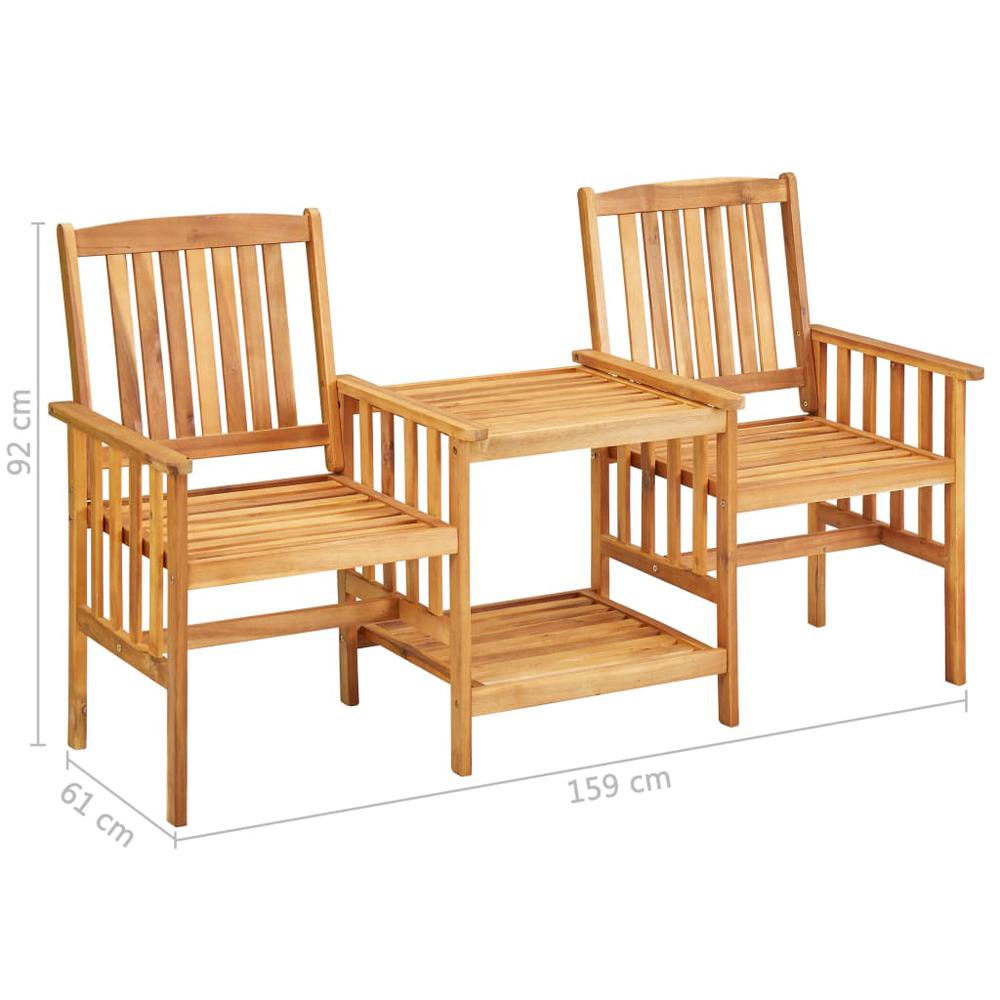 vidaXL Patio Chairs with Tea Table and Cushions Solid Acacia Wood, 3061296. Picture 11