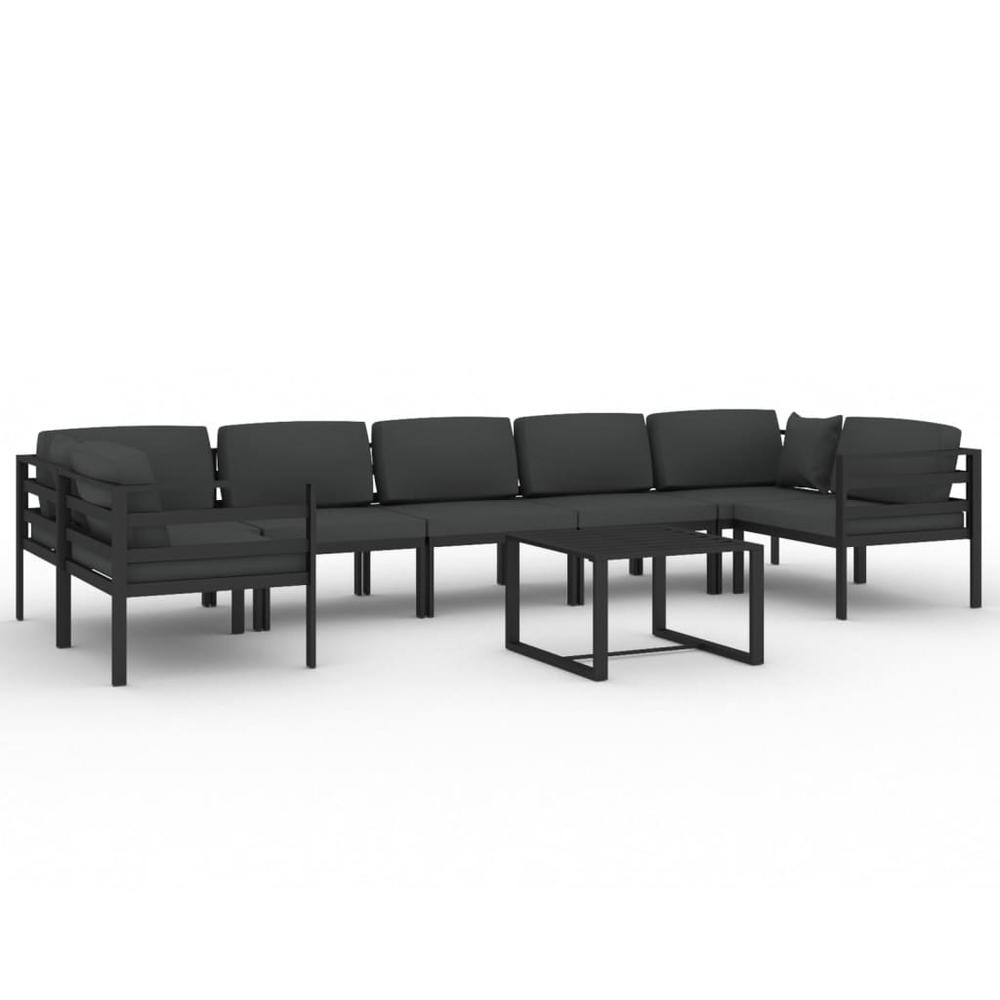 vidaXL 8 Piece Patio Lounge Set with Cushions Aluminum Anthracite, 3107812. Picture 2