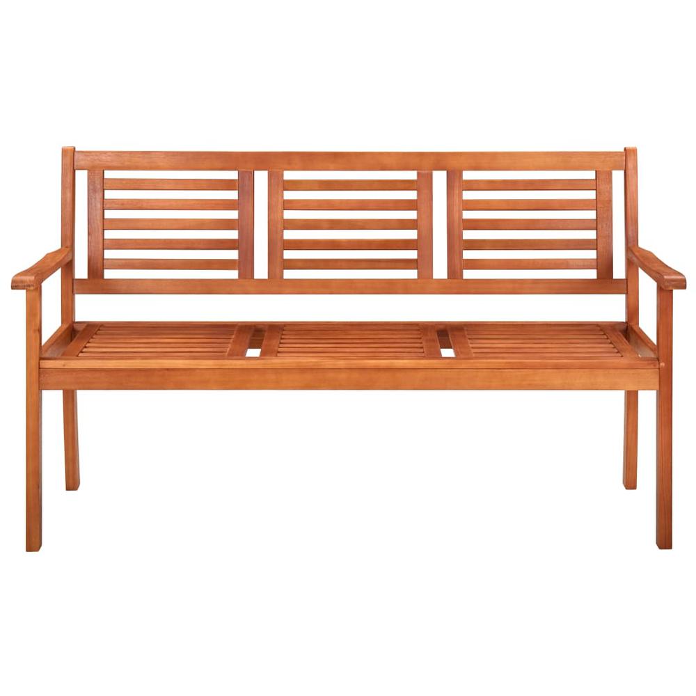 vidaXL 3-Seater Patio Bench with Cushion 59.1" Solid Eucalyptus Wood, 3061012. Picture 3
