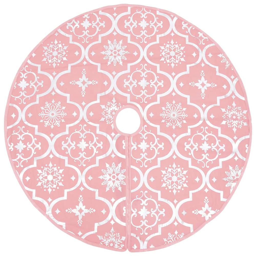 vidaXL Luxury Christmas Tree Skirt with Sock Pink 59.1" Fabric. Picture 3