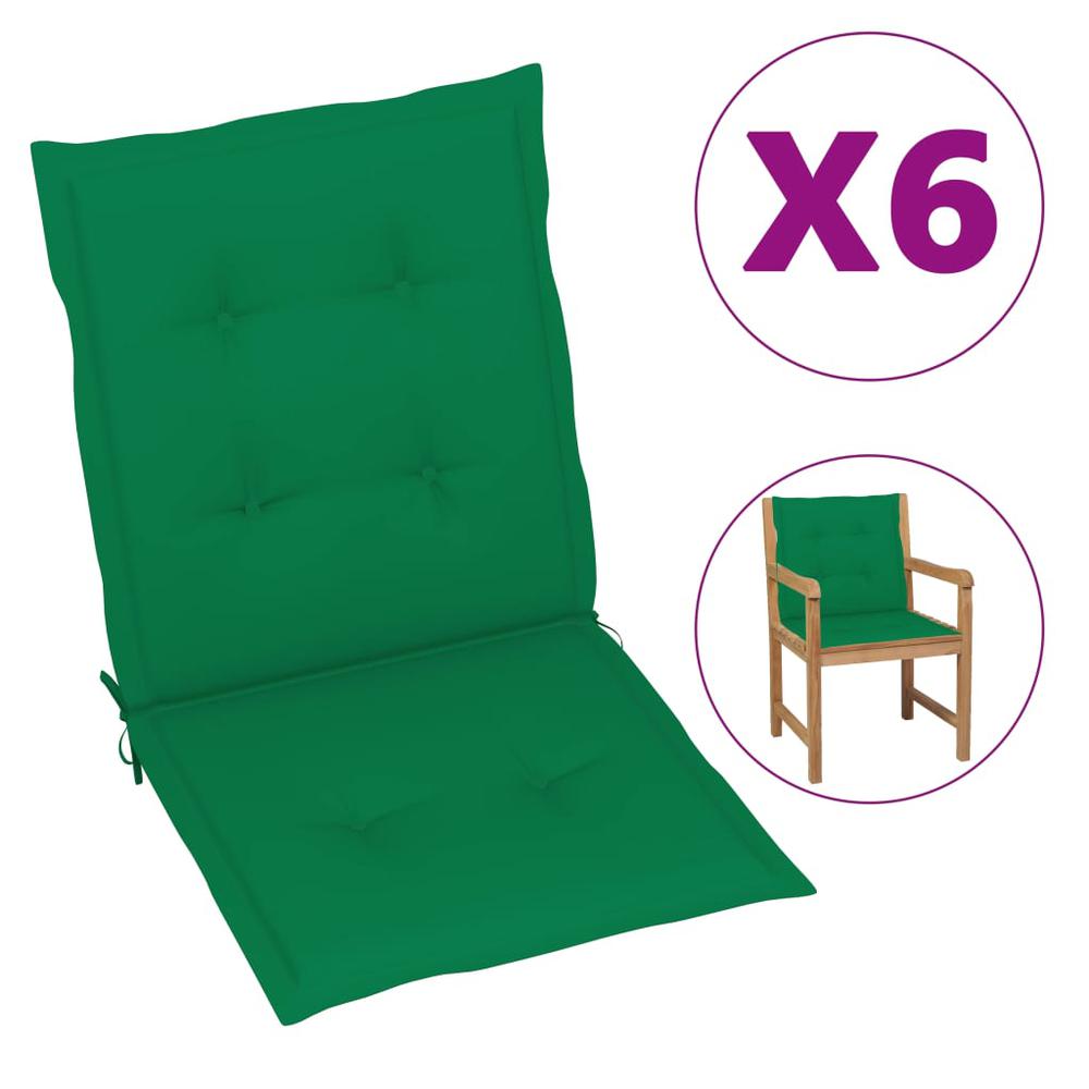 vidaXL Garden Chair Cushions 6 pcs Green 39.4"x19.7"x1.2". Picture 1