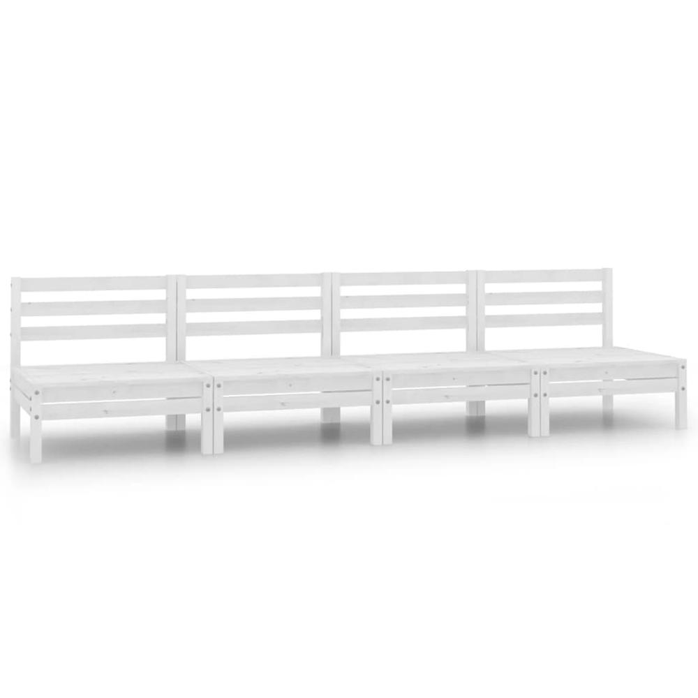 vidaXL Patio Middle Sofas 4 pcs White Solid Pinewood. Picture 1