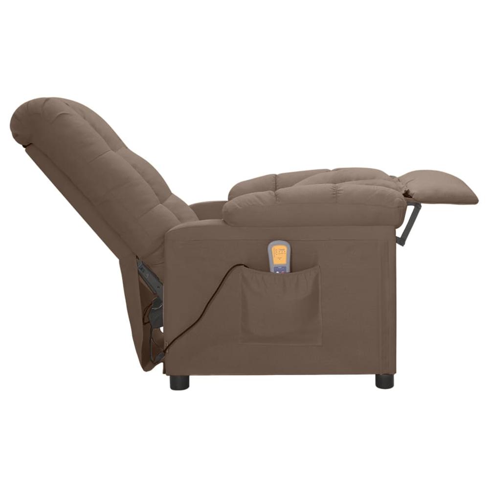 vidaXL Massage Recliner Taupe Fabric. Picture 3