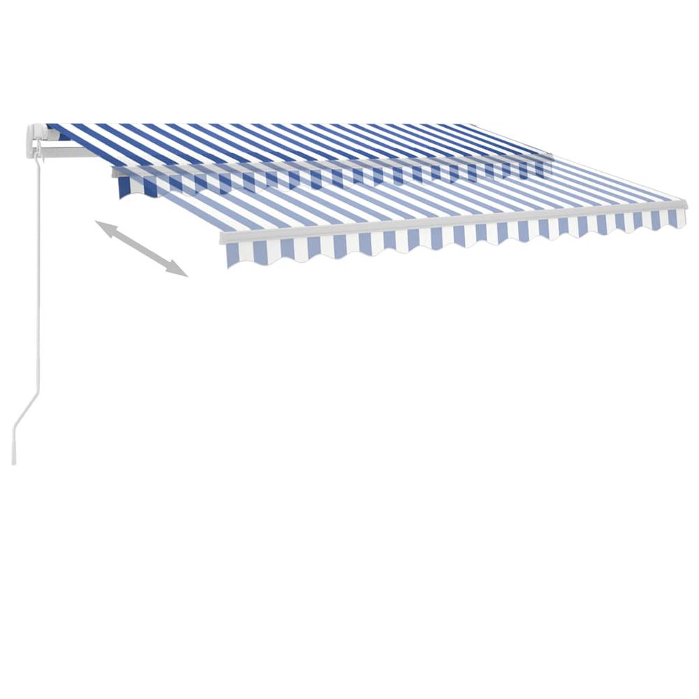 vidaXL Freestanding Manual Retractable Awning 118.1"x98.4" Blue/White, 3069496. Picture 3