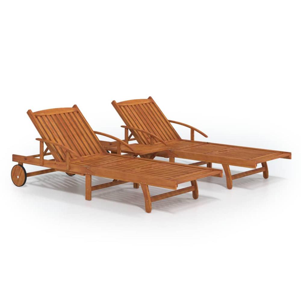 vidaXL 2 Piece Sunlounger Set with Table Solid Wood Acacia. Picture 1