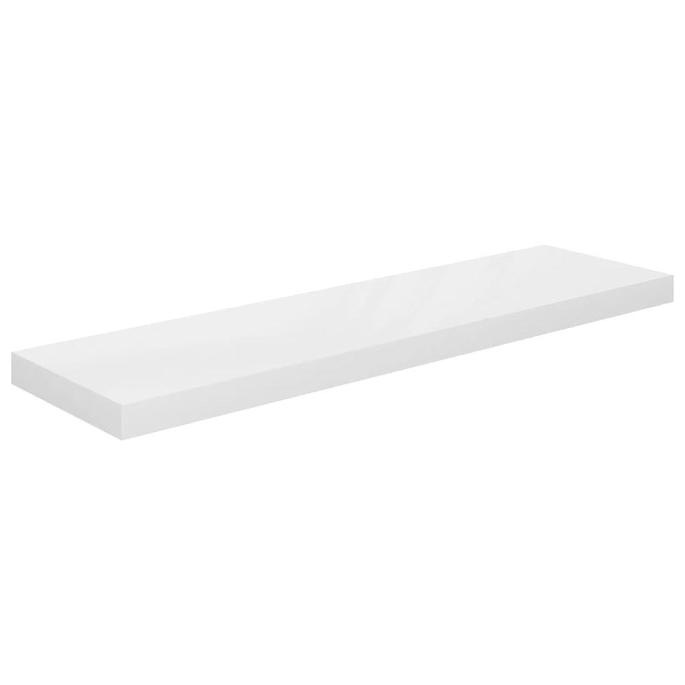 vidaXL Floating Wall Shelves 2 pcs High Gloss White 35.4"x9.3"x1.5" MDF. Picture 3