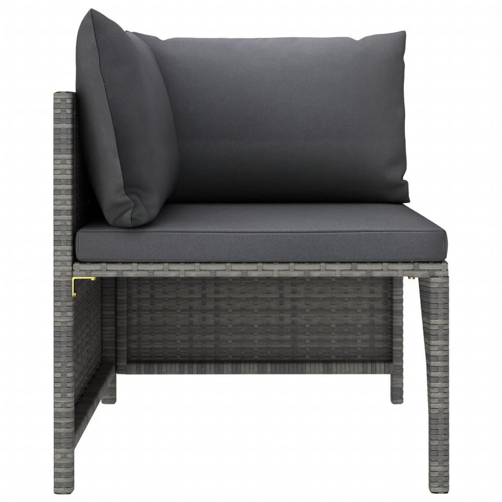 vidaXL 2-Seater Patio Sofa with Cushions Gray Poly Rattan, 313498. Picture 4