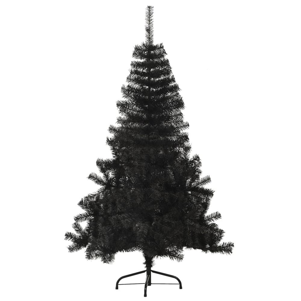 vidaXL Artificial Half Christmas Tree with Stand Black 70.9" PVC. Picture 4