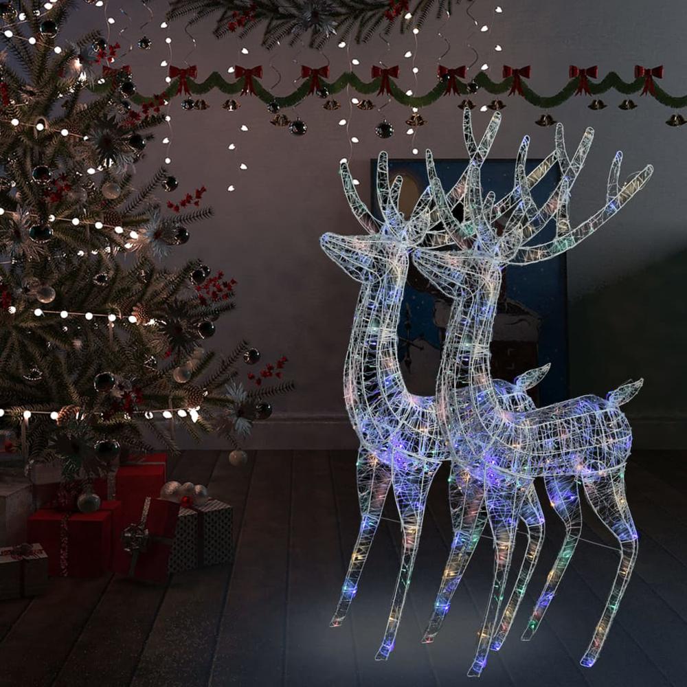 vidaXL XXL Acrylic Christmas Reindeers 250 LED 2 pcs 70.9" Multicolor. The main picture.
