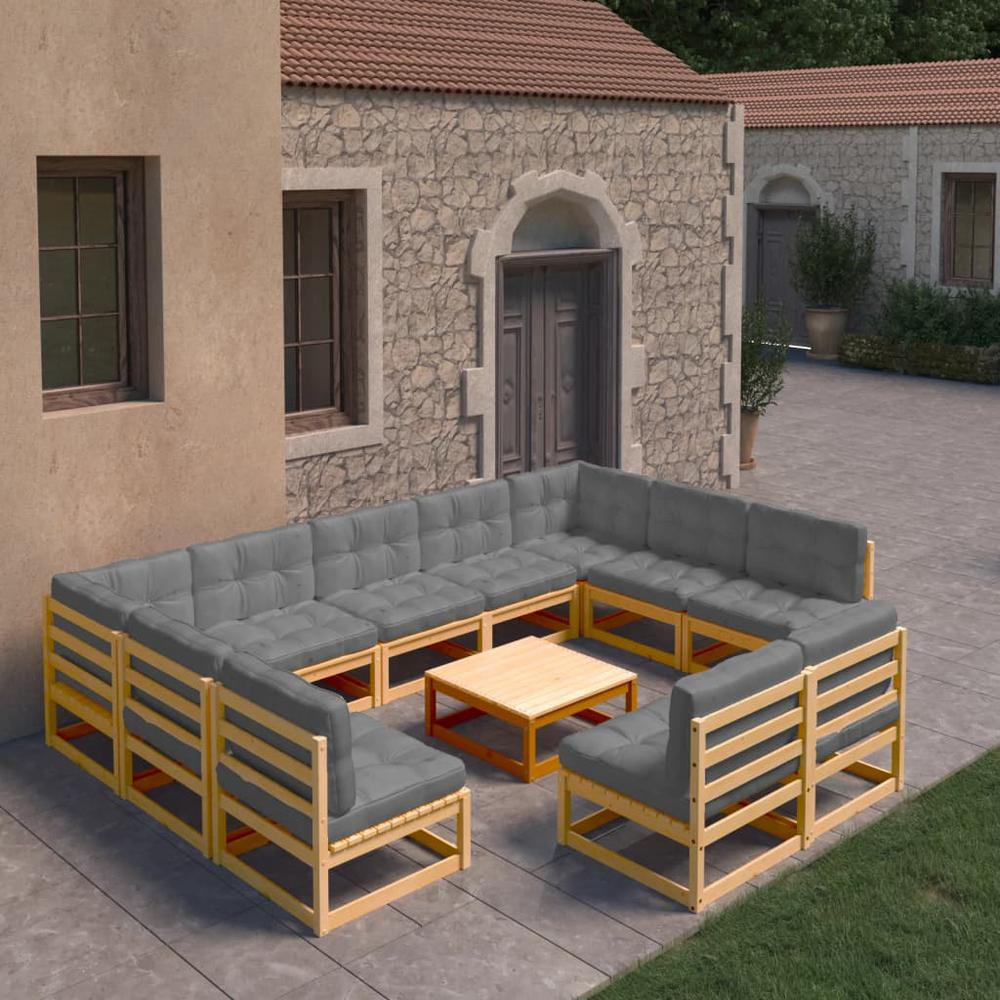 vidaXL 10 Piece Patio Lounge Set with Cushions Solid Pinewood, 3077219. The main picture.