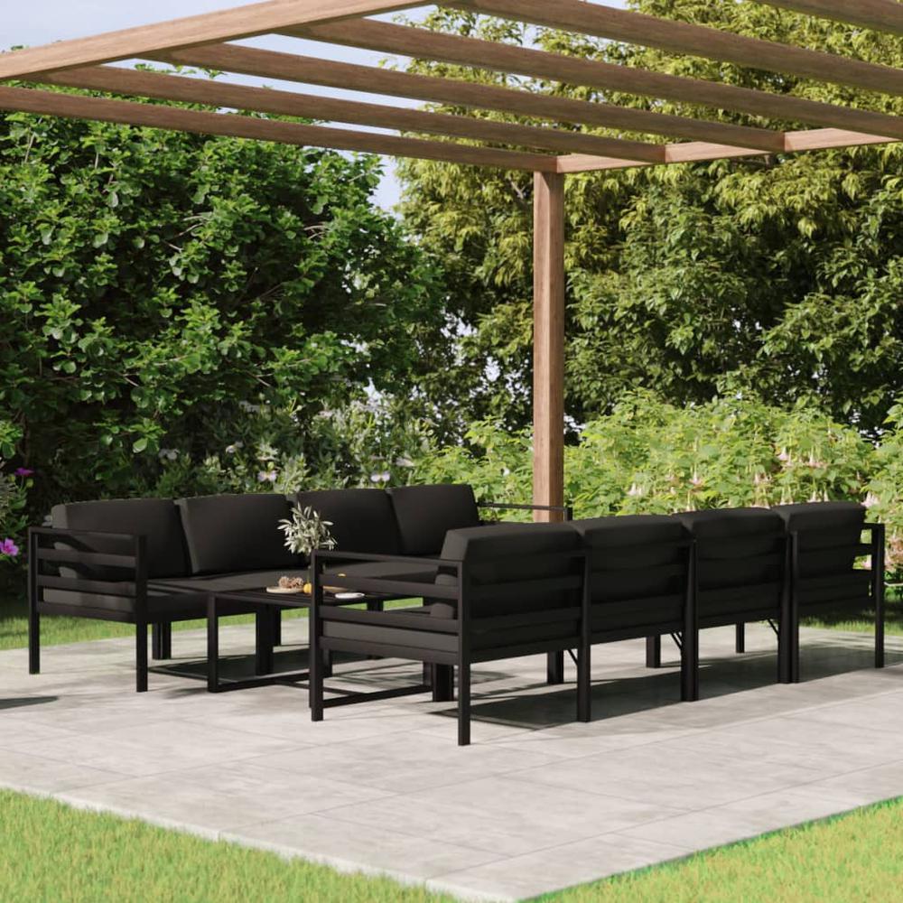 vidaXL 9 Piece Patio Lounge Set with Cushions Aluminum Anthracite, 3107807. The main picture.