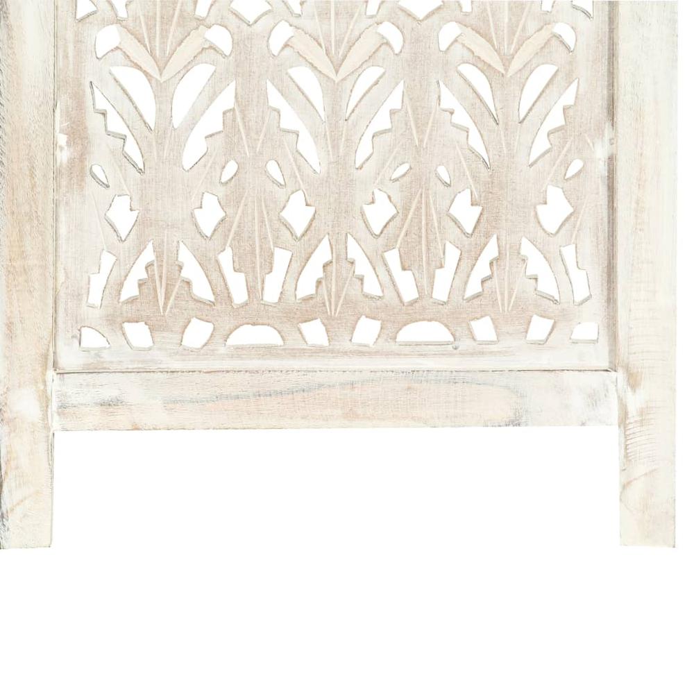 vidaXL Hand carved 3-Panel Room Divider White 47.2"x65" Solid Mango Wood, 285330. Picture 4