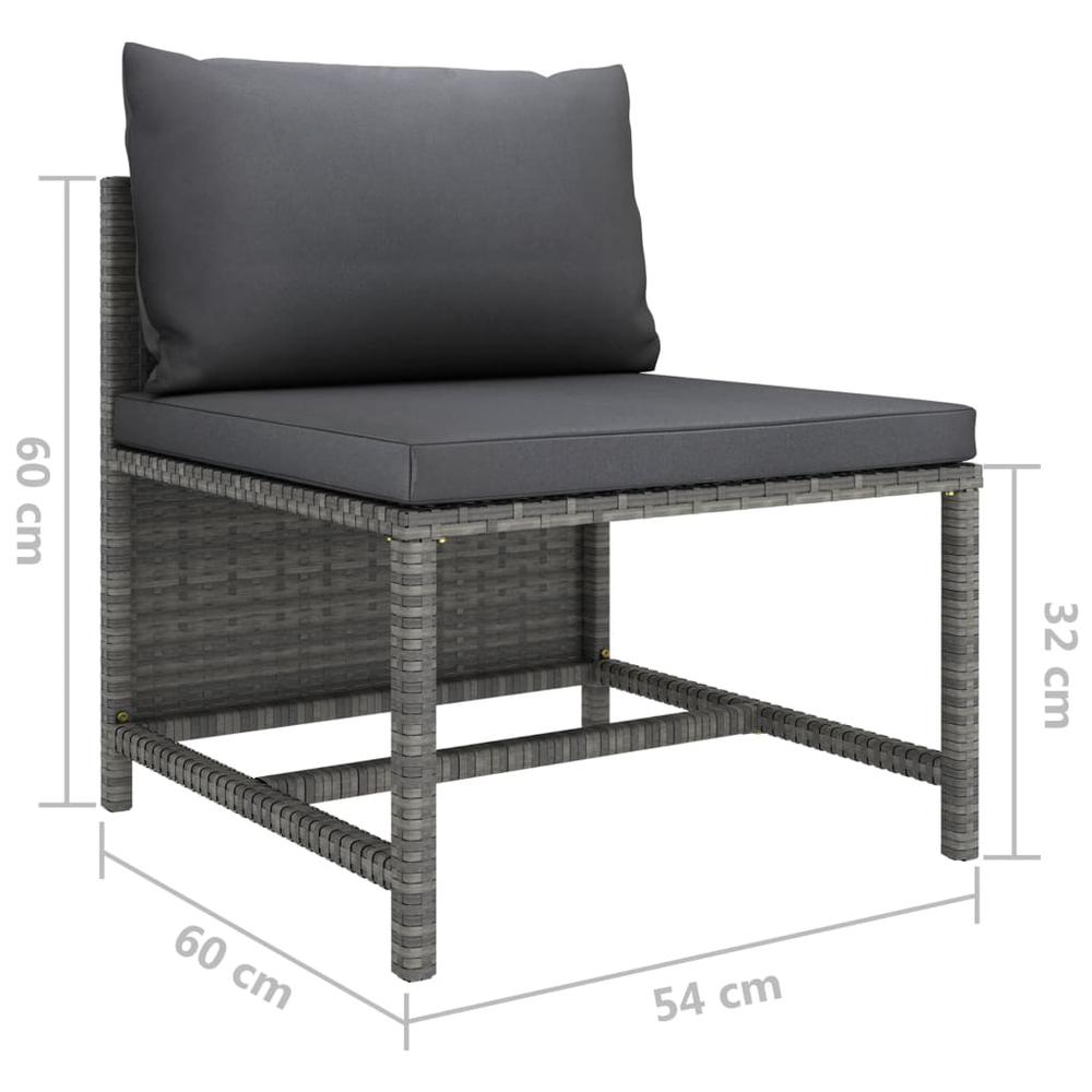 vidaXL 9 Piece Patio Lounge Set with Cushions Poly Rattan Gray, 3059767. Picture 12