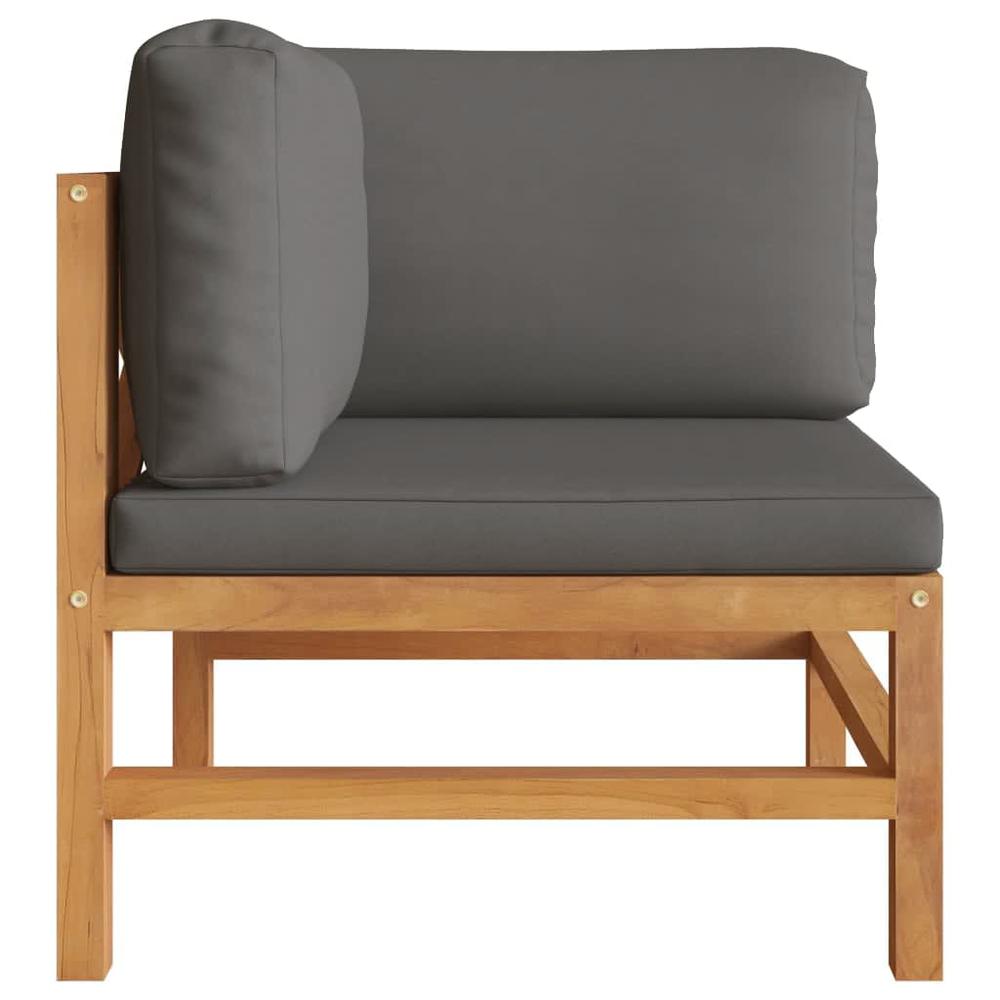 vidaXL Corner Sofas 2 pcs with Dark Gray Cushions Solid Teak Wood. Picture 3