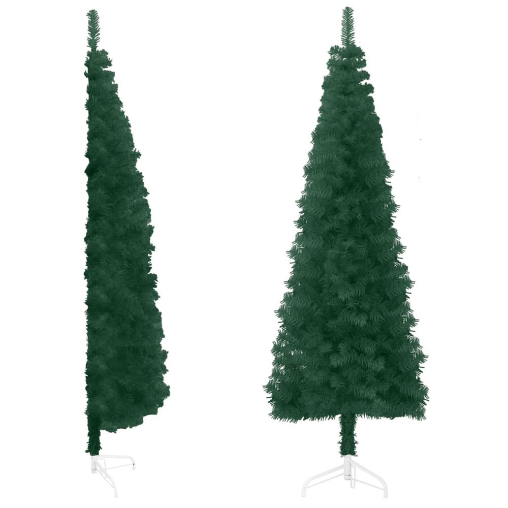 vidaXL Slim Artificial Half Christmas Tree with Stand Green 94.5". Picture 2