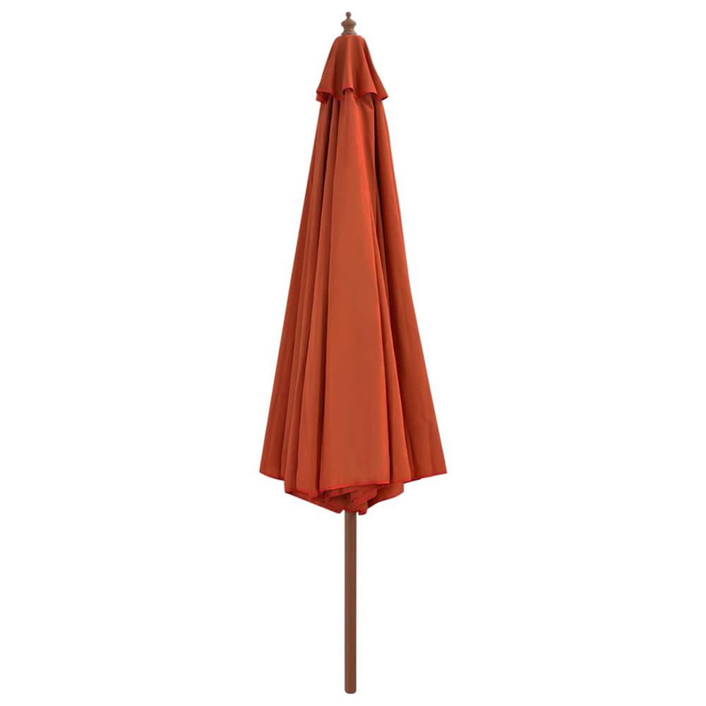 vidaXL Outdoor Parasol with Wooden Pole 137.8" Terracotta. Picture 2