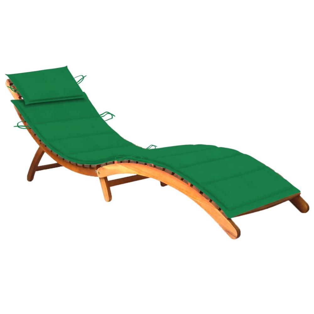 vidaXL Patio Sun Lounger with Cushion Solid Acacia Wood, 3061577. Picture 1