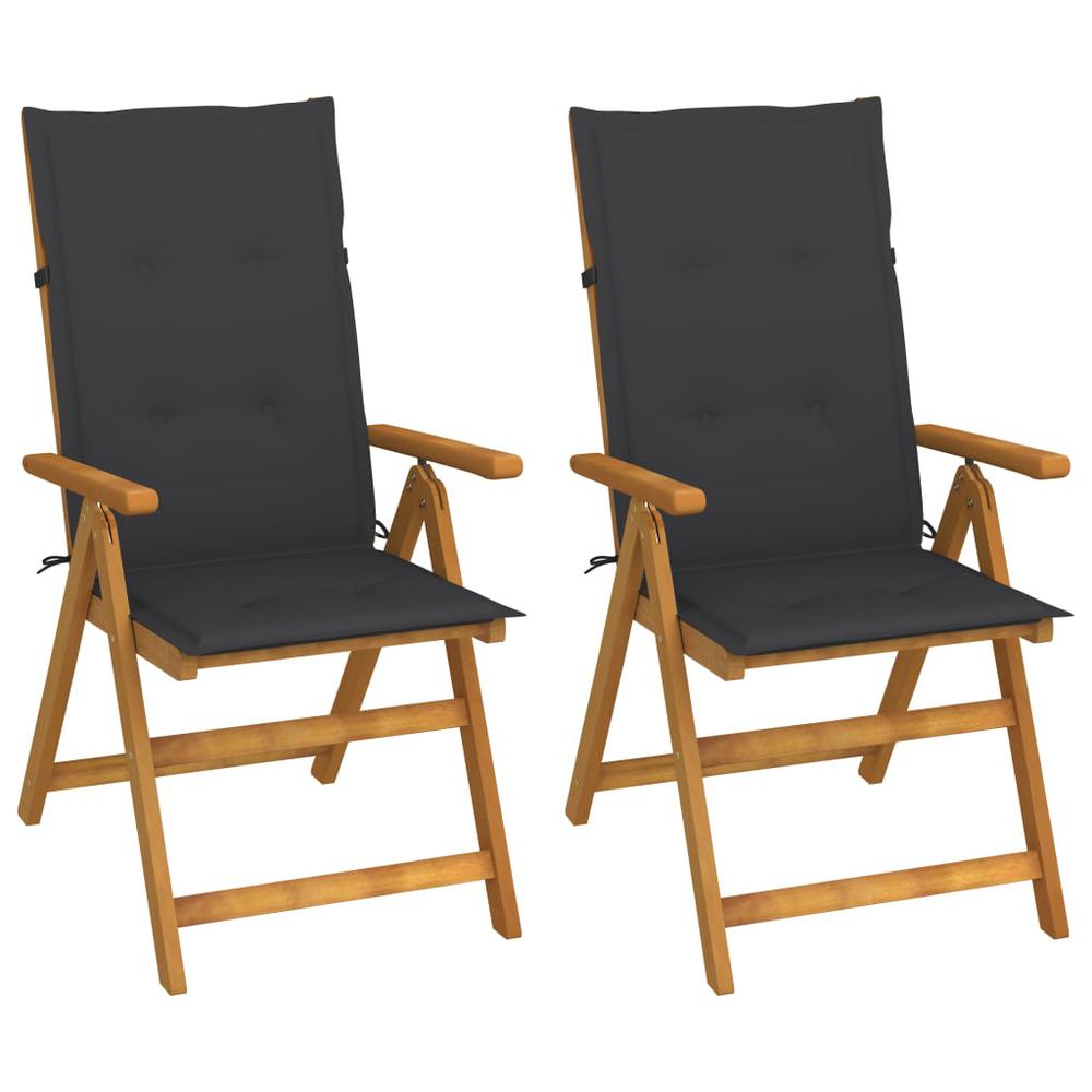 vidaXL Patio Reclining Chairs 2 pcs with Cushions Solid Acacia Wood, 3064059. Picture 1