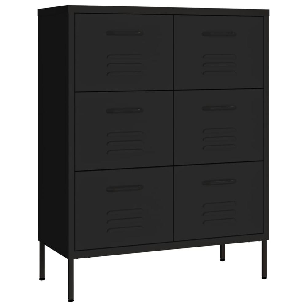 vidaXL Drawer Cabinet Black 31.5"x13.8"x40" Steel. Picture 2