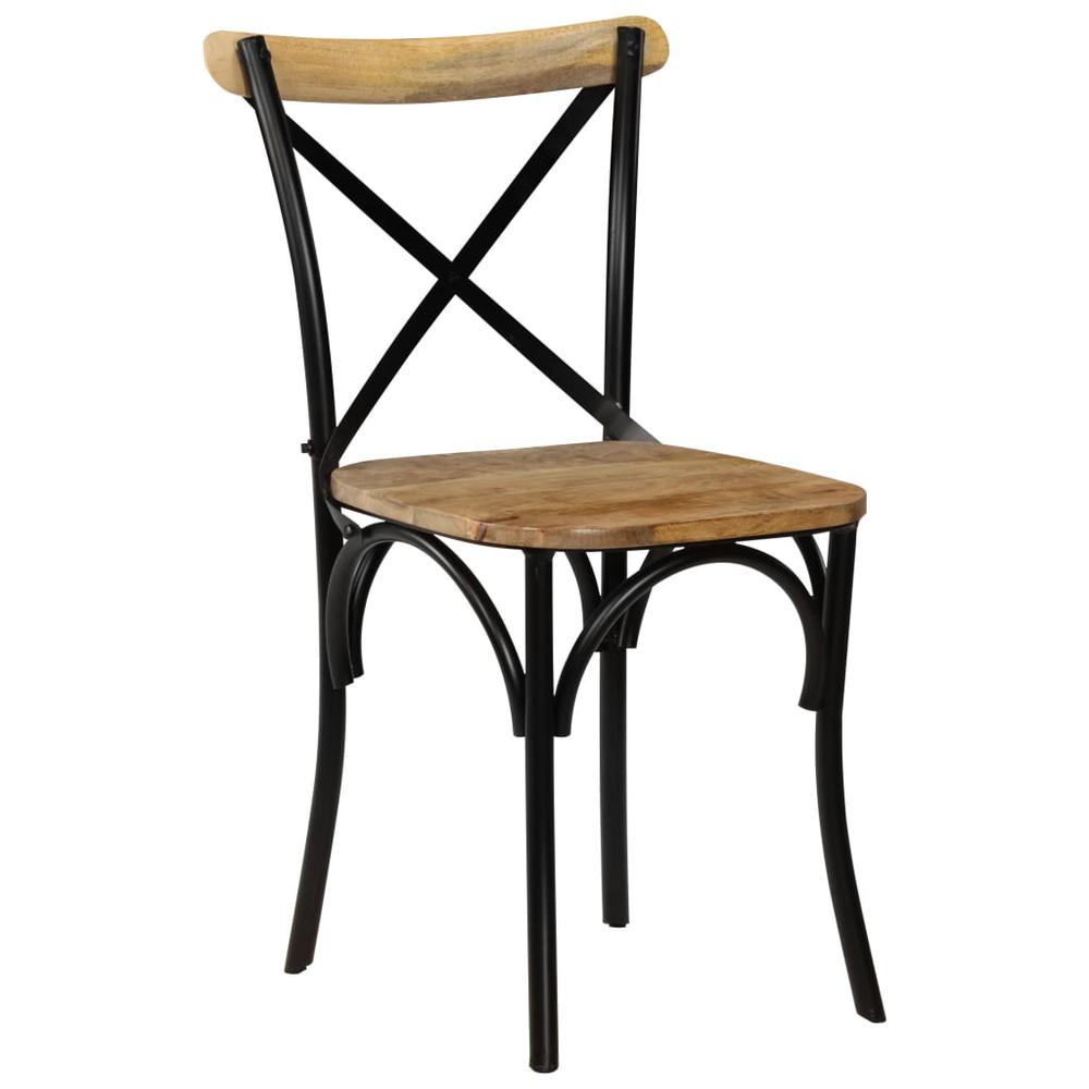 vidaXL Cross Chairs 6 pcs Black Solid Mango Wood. Picture 12