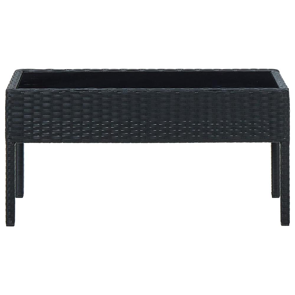 vidaXL Patio Table Black 29.5"x15.7"x14.6" Poly Rattan. Picture 2