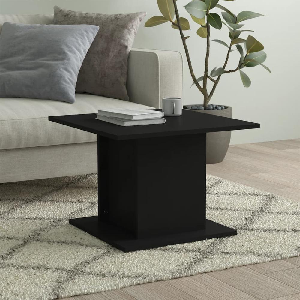 vidaXL Coffee Table Black 21.9"x21.9"x15.7" Engineered Wood. Picture 1