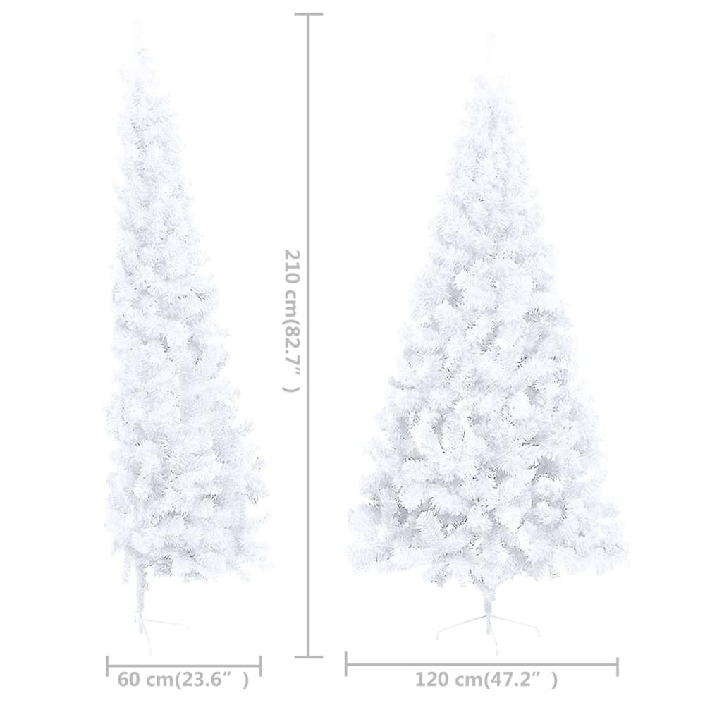 vidaXL Artificial Half Christmas Tree with LEDs&Ball Set White 82.7", 3077485. Picture 12