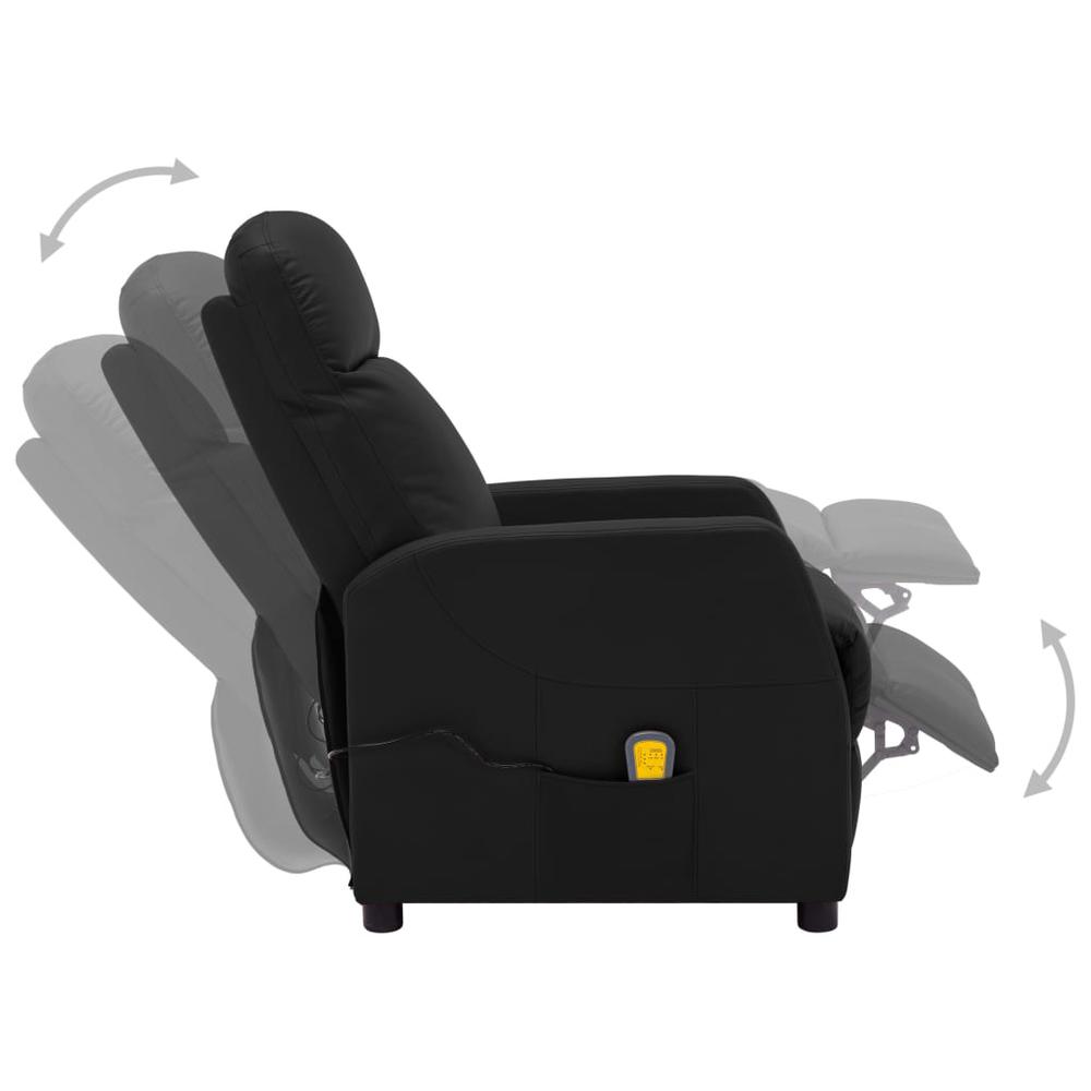 vidaXL Massage Reclining Chair Black Faux Leather, 321359. Picture 3