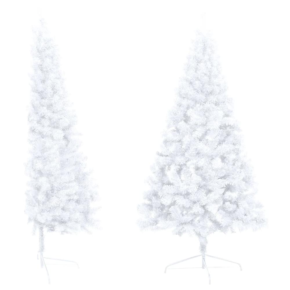vidaXL Artificial Half Christmas Tree with LEDs&Ball Set White 47.2", 3077654. Picture 3