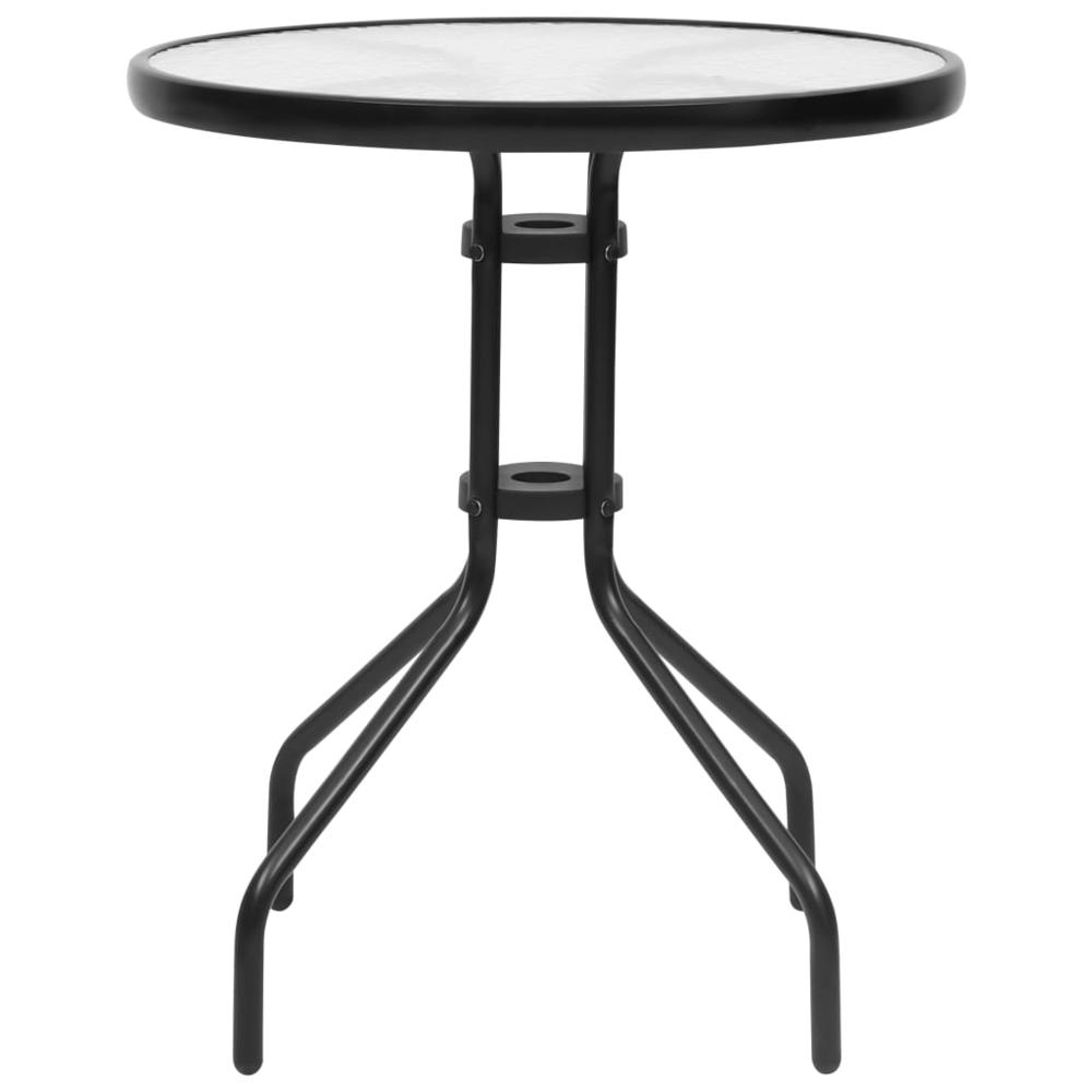 vidaXL Patio Table Black Ã˜23.6"x27.6" Steel. Picture 2