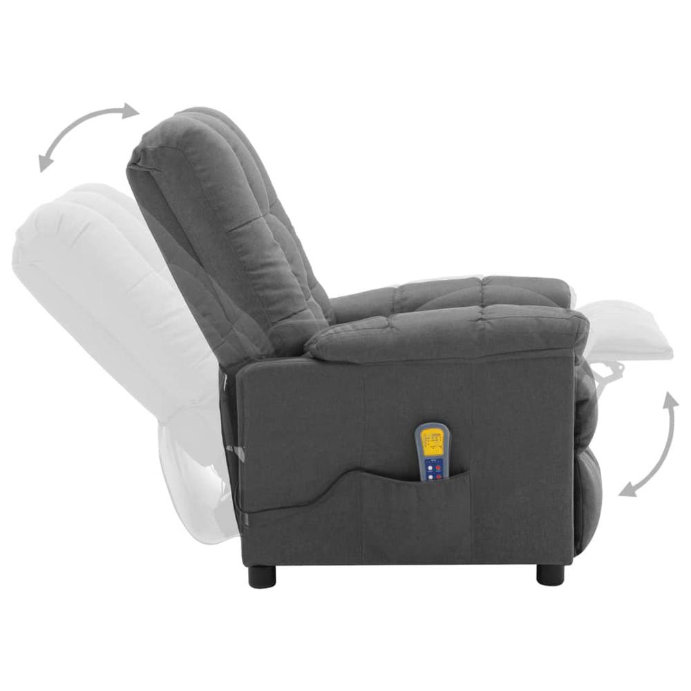 vidaXL Electric Massage Recliner Light Gray Fabric, 3074036. Picture 4