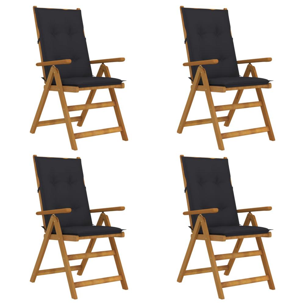 vidaXL Patio Reclining Chairs 4 pcs with Cushions Solid Acacia Wood, 3065362. Picture 1