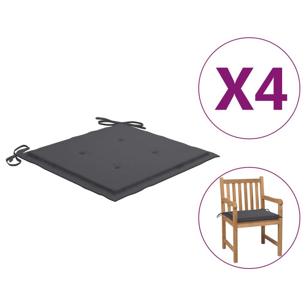 vidaXL Garden Chair Cushions 4 pcs Anthracite 19.7"x19.7"x1.2" Fabric. Picture 1