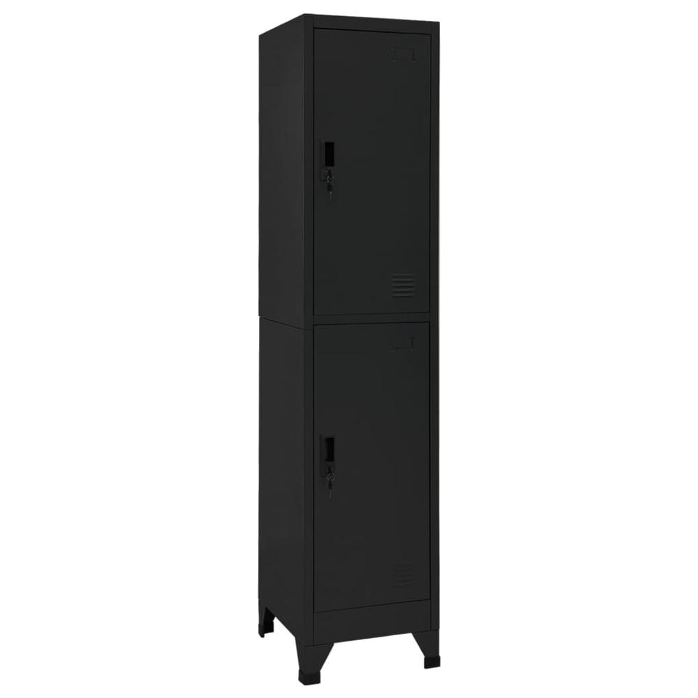 vidaXL Locker Cabinet Black 15"x17.7"x70.9" Steel, 339778. Picture 1