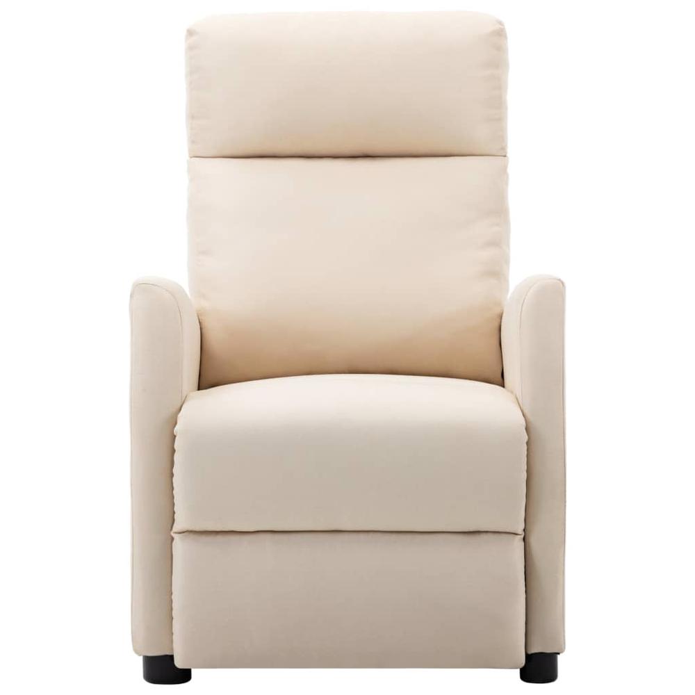 vidaXL Electric Massage Reclining Chair Cream Fabric. Picture 3