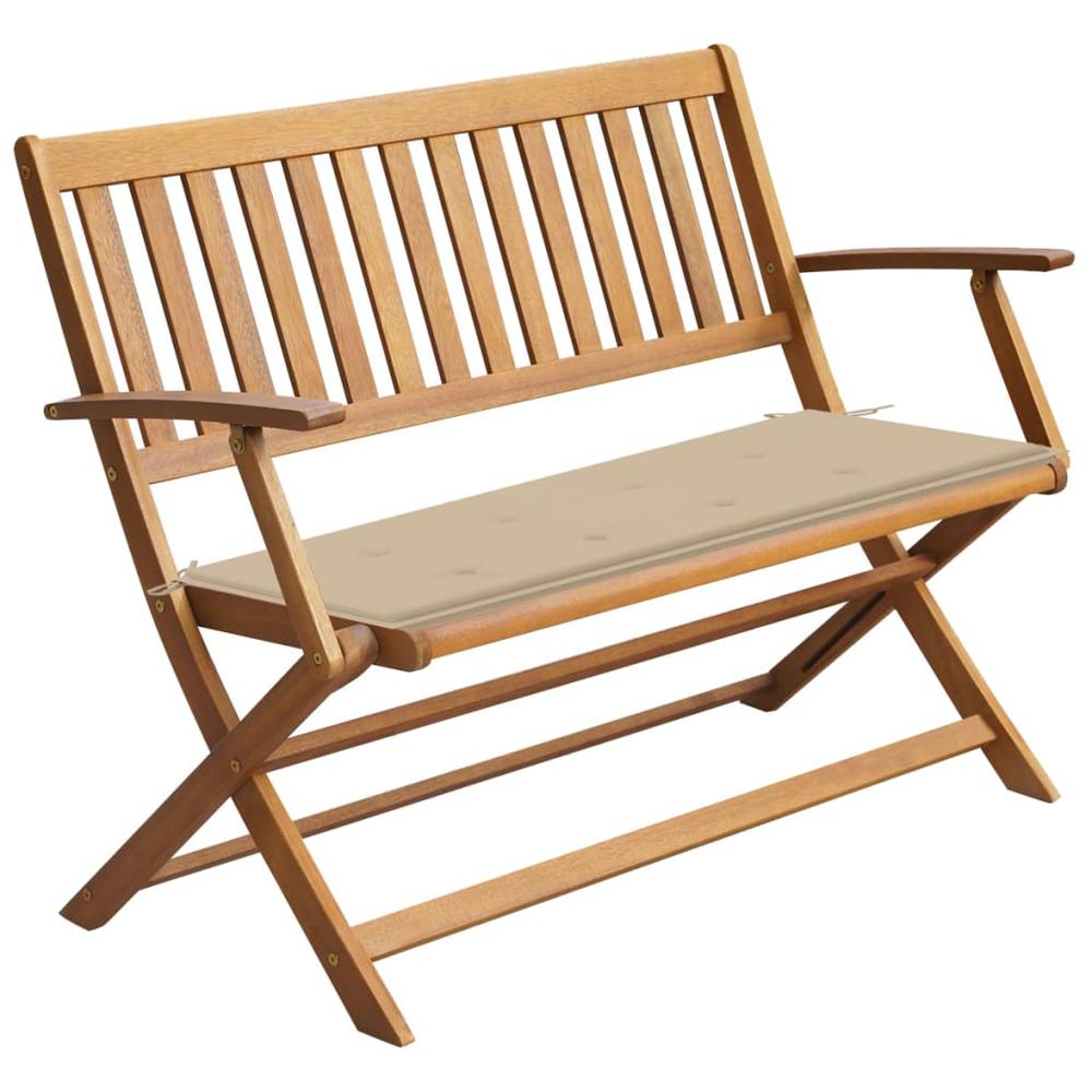 vidaXL Patio Bench with Cushion 47.2" Solid Acacia Wood, 3064242. Picture 1