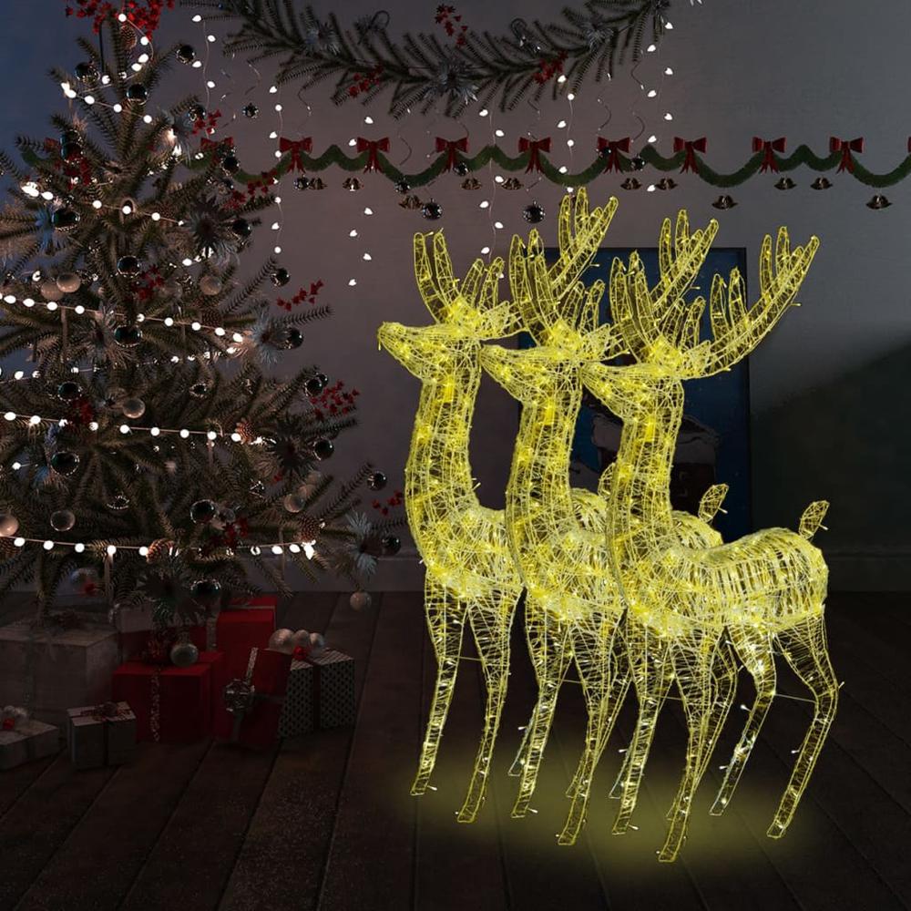 vidaXL XXL Acrylic Christmas Reindeers 250 LED 3 pcs 70.9" Warm White. Picture 1
